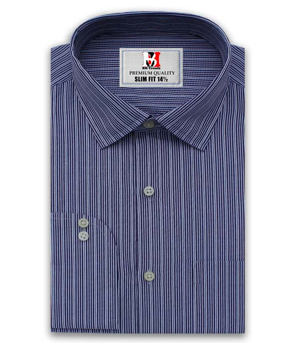 BLUE WITH 3D STRIPES FORMAL SHIRT