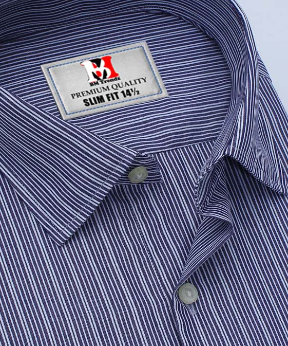 BLUE WITH 3D STRIPES FORMAL SHIRT