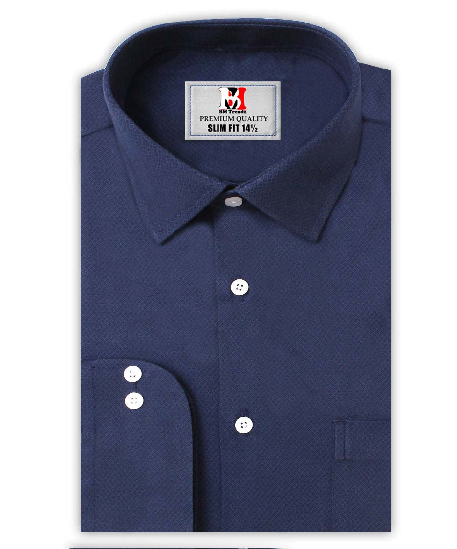 DARK BLUE SELF TEXTURED FORMAL SHIR