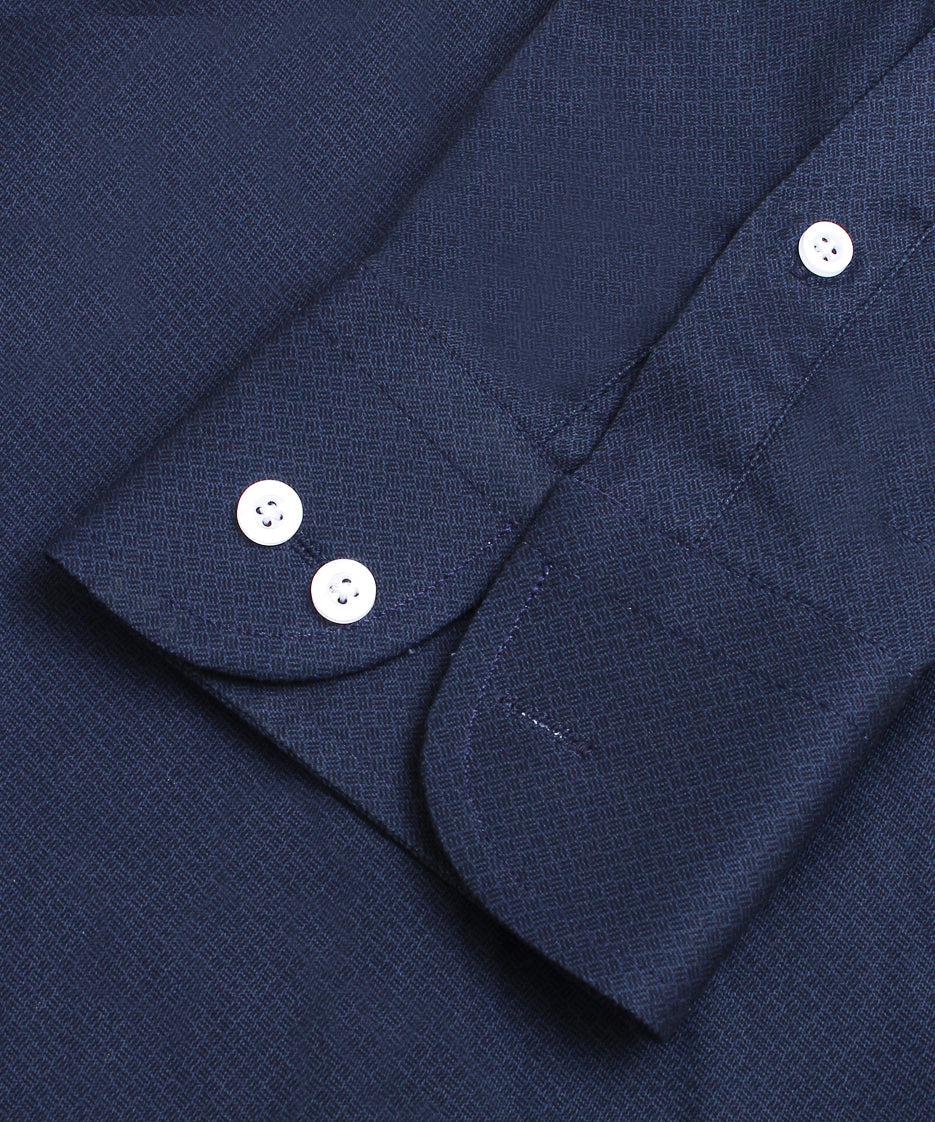 DARK BLUE SELF TEXTURED FORMAL SHIR