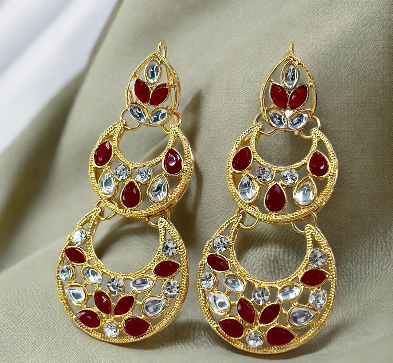 Double Moon Drop Earrings