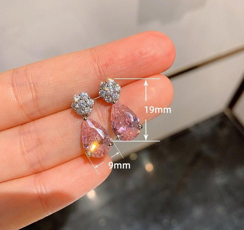 Pink Tear Drop Earrings