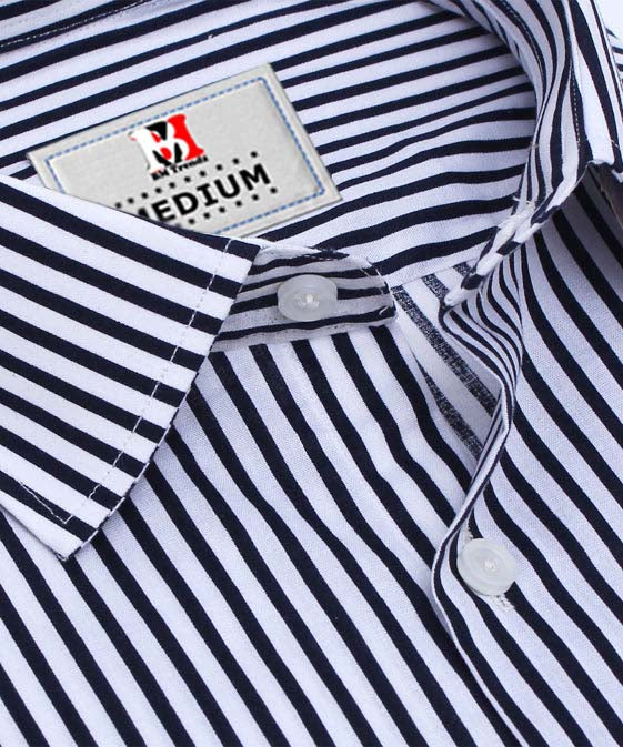 BLACK AND WHITE STRIPES FORMAL SHIRT