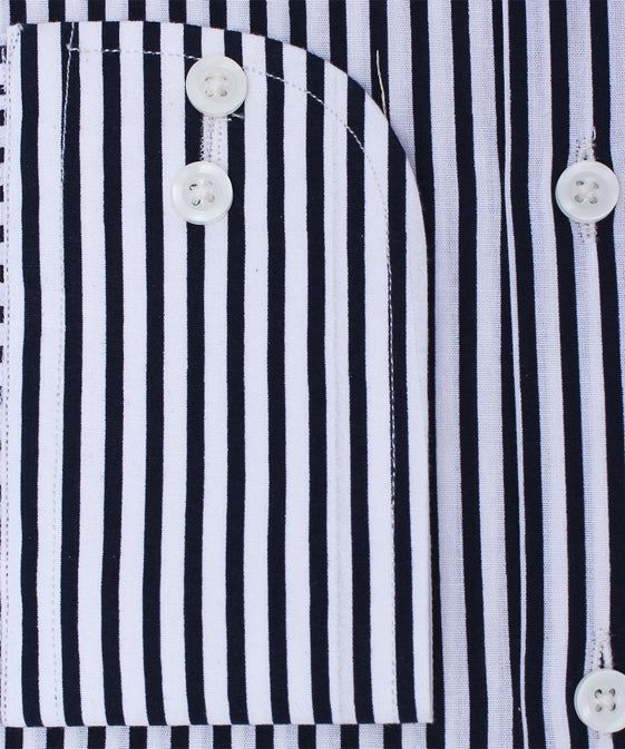 BLACK AND WHITE STRIPES FORMAL SHIRT