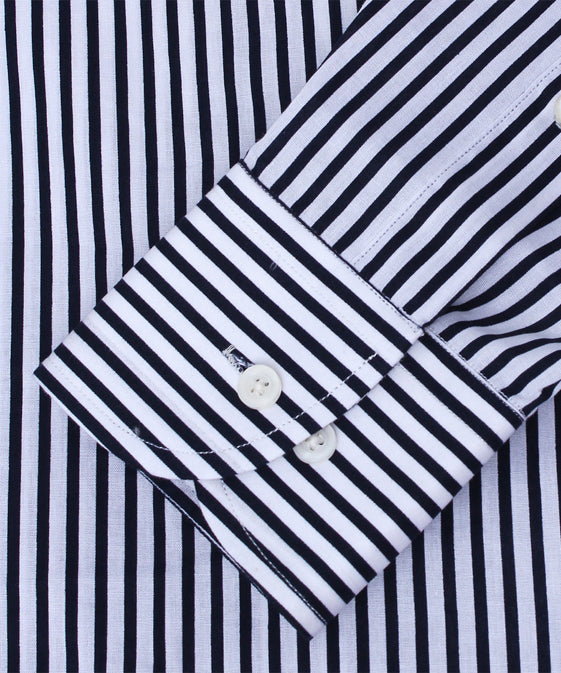 BLACK AND WHITE STRIPES FORMAL SHIRT