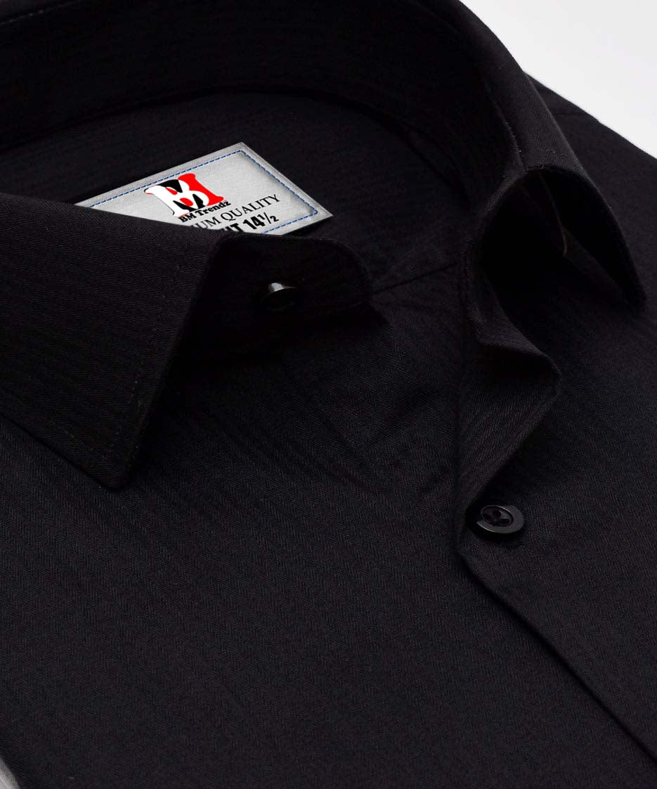 BLACK LINING SELF TEXTURED FORMAL SHIRT