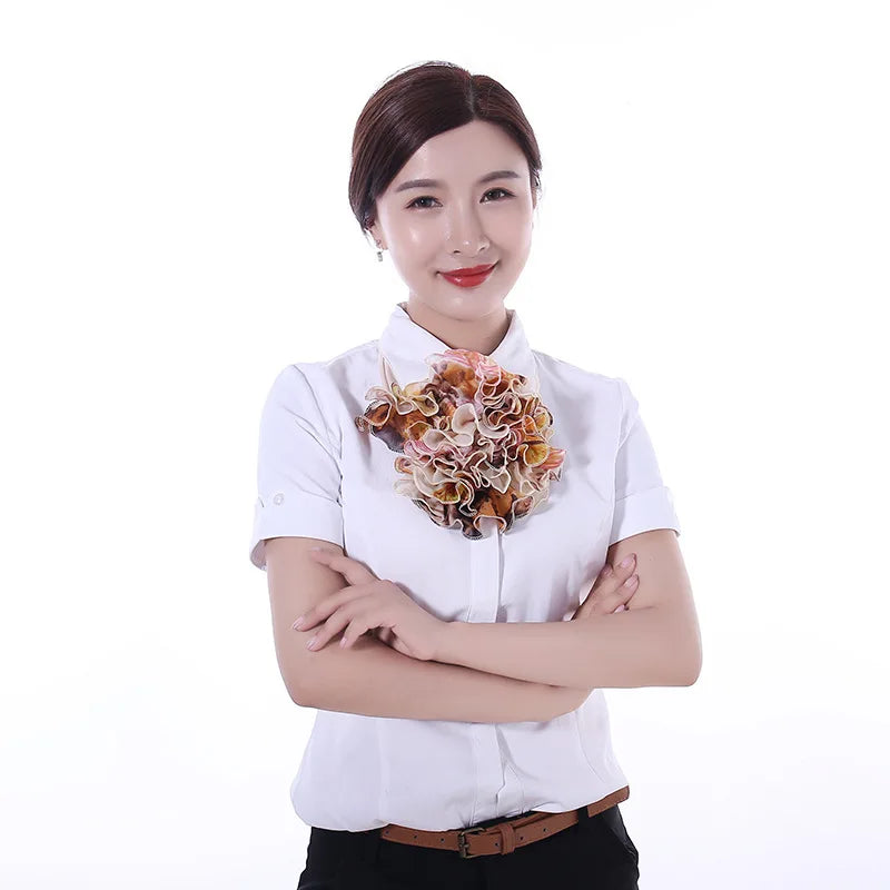 New Trend Women Scarf Floral Collar Scarf Luxury Big Flower Neckerchief Ring Neck Scarves Fashion Bandana Head Hijab For Ladies