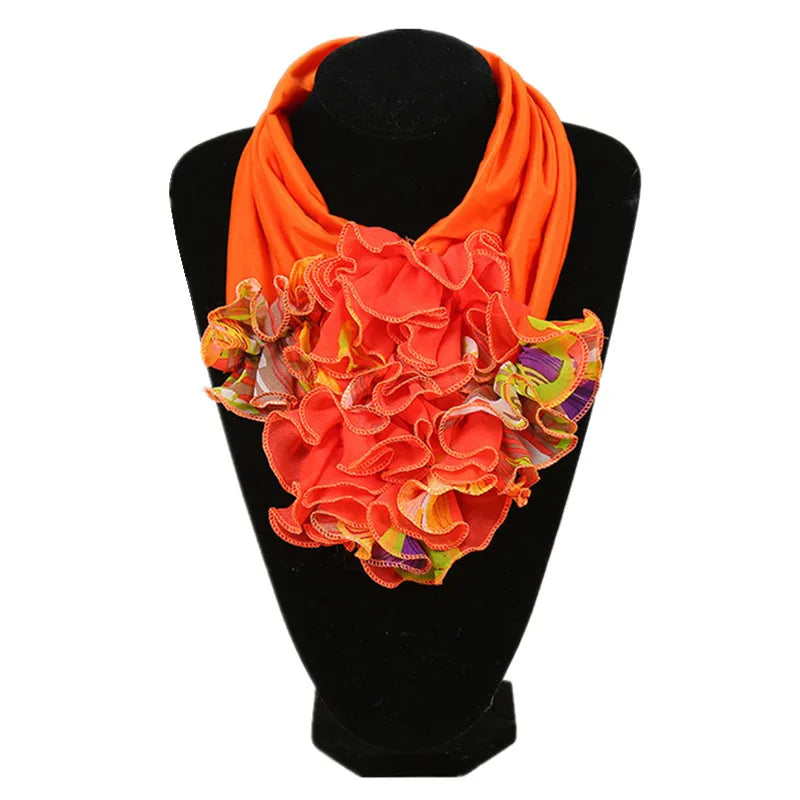 New Trend Women Scarf Floral Collar Scarf Luxury Big Flower Neckerchief Ring Neck Scarves Fashion Bandana Head Hijab For Ladies