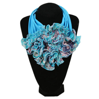 New Trend Women Scarf Floral Collar Scarf Luxury Big Flower Neckerchief Ring Neck Scarves Fashion Bandana Head Hijab For Ladies