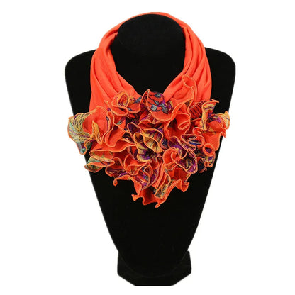New Trend Women Scarf Floral Collar Scarf Luxury Big Flower Neckerchief Ring Neck Scarves Fashion Bandana Head Hijab For Ladies