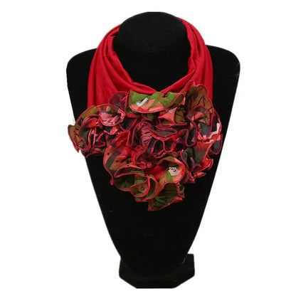 New Trend Women Scarf Floral Collar Scarf Luxury Big Flower Neckerchief Ring Neck Scarves Fashion Bandana Head Hijab For Ladies