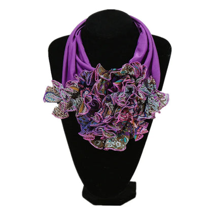 New Trend Women Scarf Floral Collar Scarf Luxury Big Flower Neckerchief Ring Neck Scarves Fashion Bandana Head Hijab For Ladies