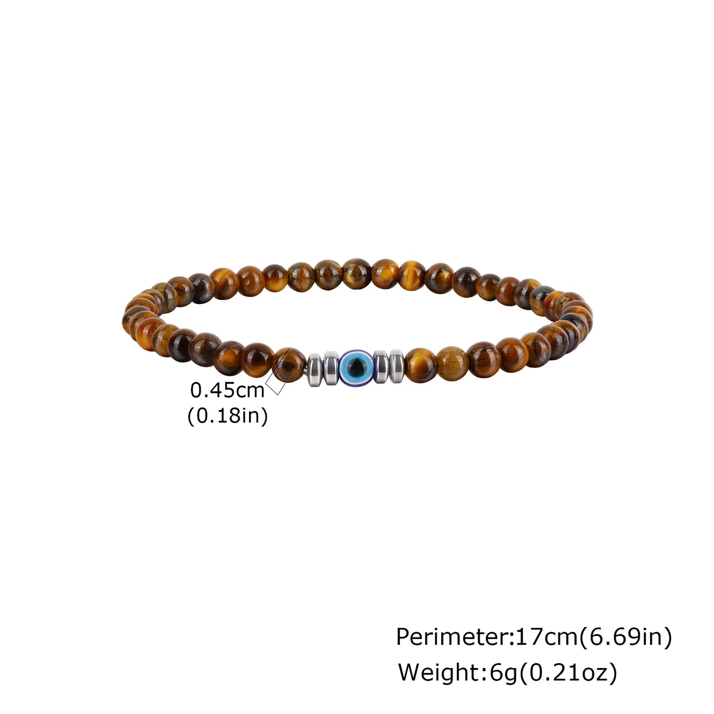 Evil Eye Bracele,  Stretch Adjustable Turquoise And Tiger's Eye Beaded Bracelets for Women, Healing Stone Luck Gift