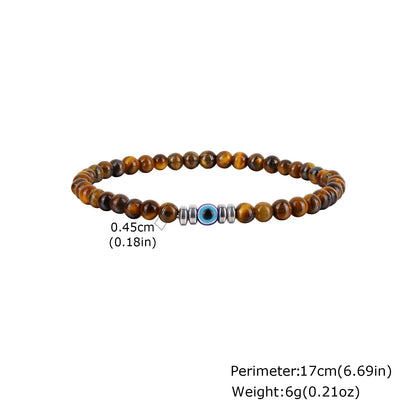 Evil Eye Bracele,  Stretch Adjustable Turquoise And Tiger's Eye Beaded Bracelets for Women, Healing Stone Luck Gift