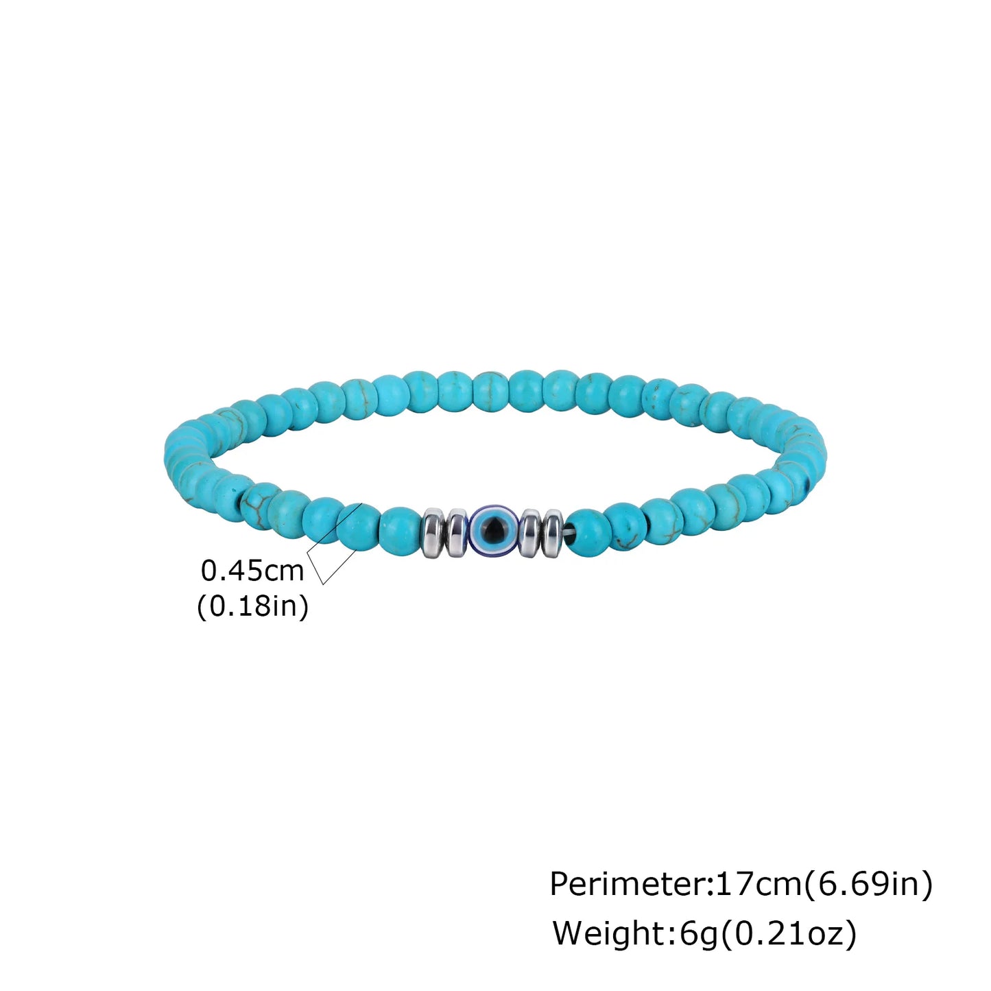 Evil Eye Bracele,  Stretch Adjustable Turquoise And Tiger's Eye Beaded Bracelets for Women, Healing Stone Luck Gift
