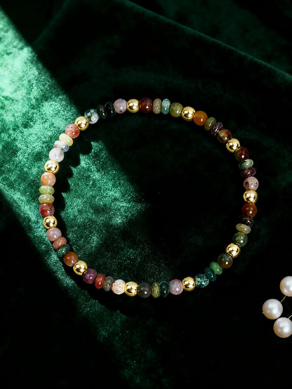 Natural Agate Bracelet 4m Indian Agate Abacus Bead Stone Beaded Bracelet for Vigour Protection Healing Balance Spiritual Jewelry