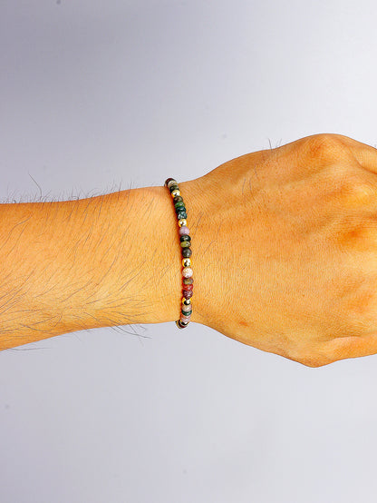 Natural Agate Bracelet 4m Indian Agate Abacus Bead Stone Beaded Bracelet for Vigour Protection Healing Balance Spiritual Jewelry