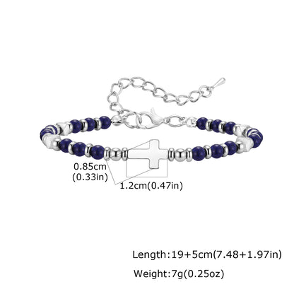 Trendy Unique Natural Stone Beaded Bracelet, Stainless Steel Chain Wristband Bracelet, Classic Tiger Eye Stone Jewelry for Men