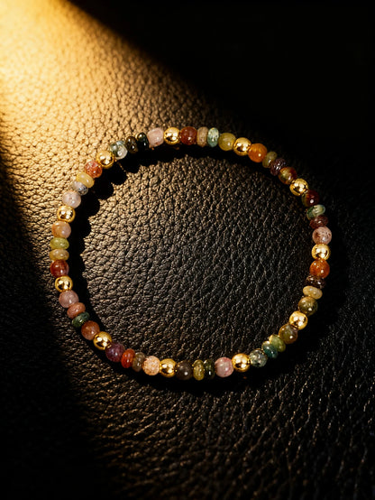 Natural Agate Bracelet 4m Indian Agate Abacus Bead Stone Beaded Bracelet for Vigour Protection Healing Balance Spiritual Jewelry