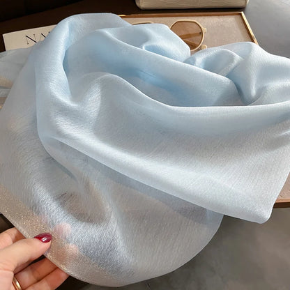 Luxury Silk Shawl Scarf for Women Design Embroidery Flowers Hijab