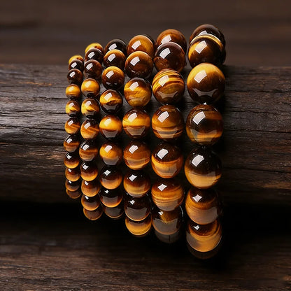 Noter Handmade Natural Tiger Eyes Stone Strand Bracelet For Men 4/6/8/10mm Positive Energy Healing Braslet Street Accessories