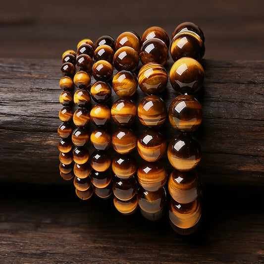 Noter Handmade Natural Tiger Eyes Stone Strand Bracelet For Men 4/6/8/10mm Positive Energy Healing Braslet Street Accessories