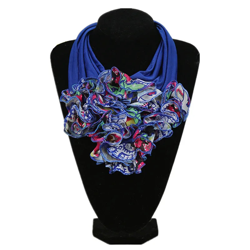 New Trend Women Scarf Floral Collar Scarf Luxury Big Flower Neckerchief Ring Neck Scarves Fashion Bandana Head Hijab For Ladies