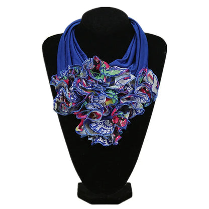 New Trend Women Scarf Floral Collar Scarf Luxury Big Flower Neckerchief Ring Neck Scarves Fashion Bandana Head Hijab For Ladies