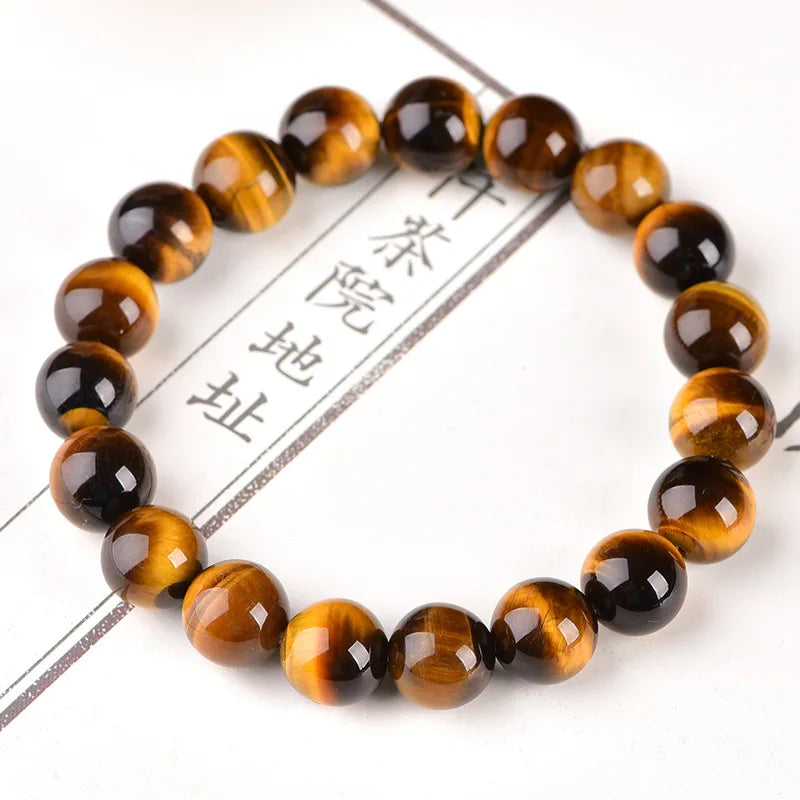 Noter Handmade Natural Tiger Eyes Stone Strand Bracelet For Men 4/6/8/10mm Positive Energy Healing Braslet Street Accessories