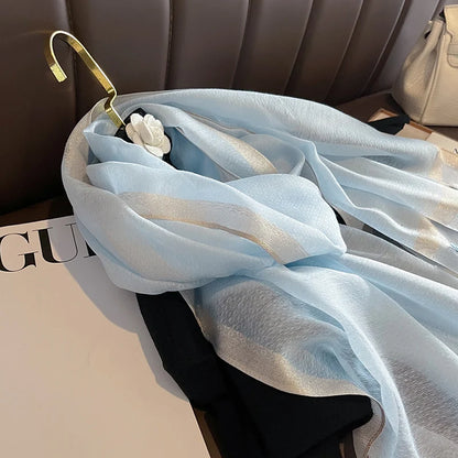 Luxury Silk Shawl Scarf for Women Design Embroidery Flowers Hijab