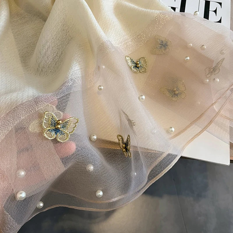 2023 Luxury Silk Shawl Scarf for Women Design Embroidery Flowers Hijab Wraps Bufandas Female Headkerchief Fouloud Echarpe