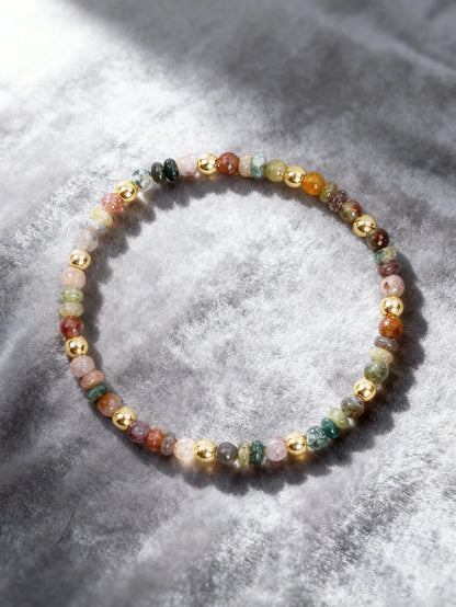 Natural Agate Bracelet 4m Indian Agate Abacus Bead Stone Beaded Bracelet for Vigour Protection Healing Balance Spiritual Jewelry