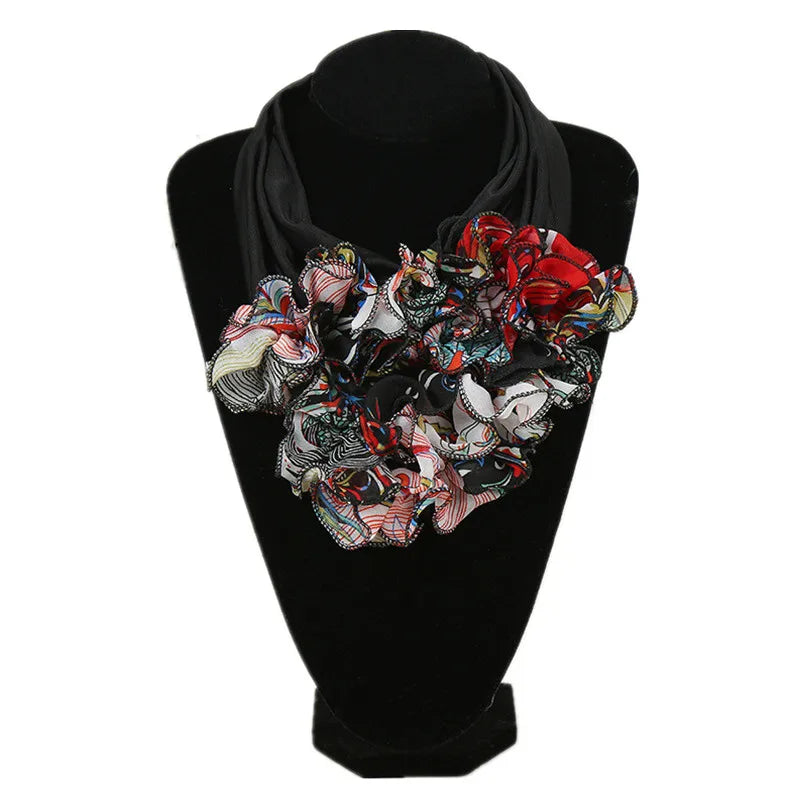 New Trend Women Scarf Floral Collar Scarf Luxury Big Flower Neckerchief Ring Neck Scarves Fashion Bandana Head Hijab For Ladies