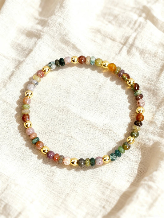Natural Agate Bracelet 4m Indian Agate Abacus Bead Stone Beaded Bracelet for Vigour Protection Healing Balance Spiritual Jewelry