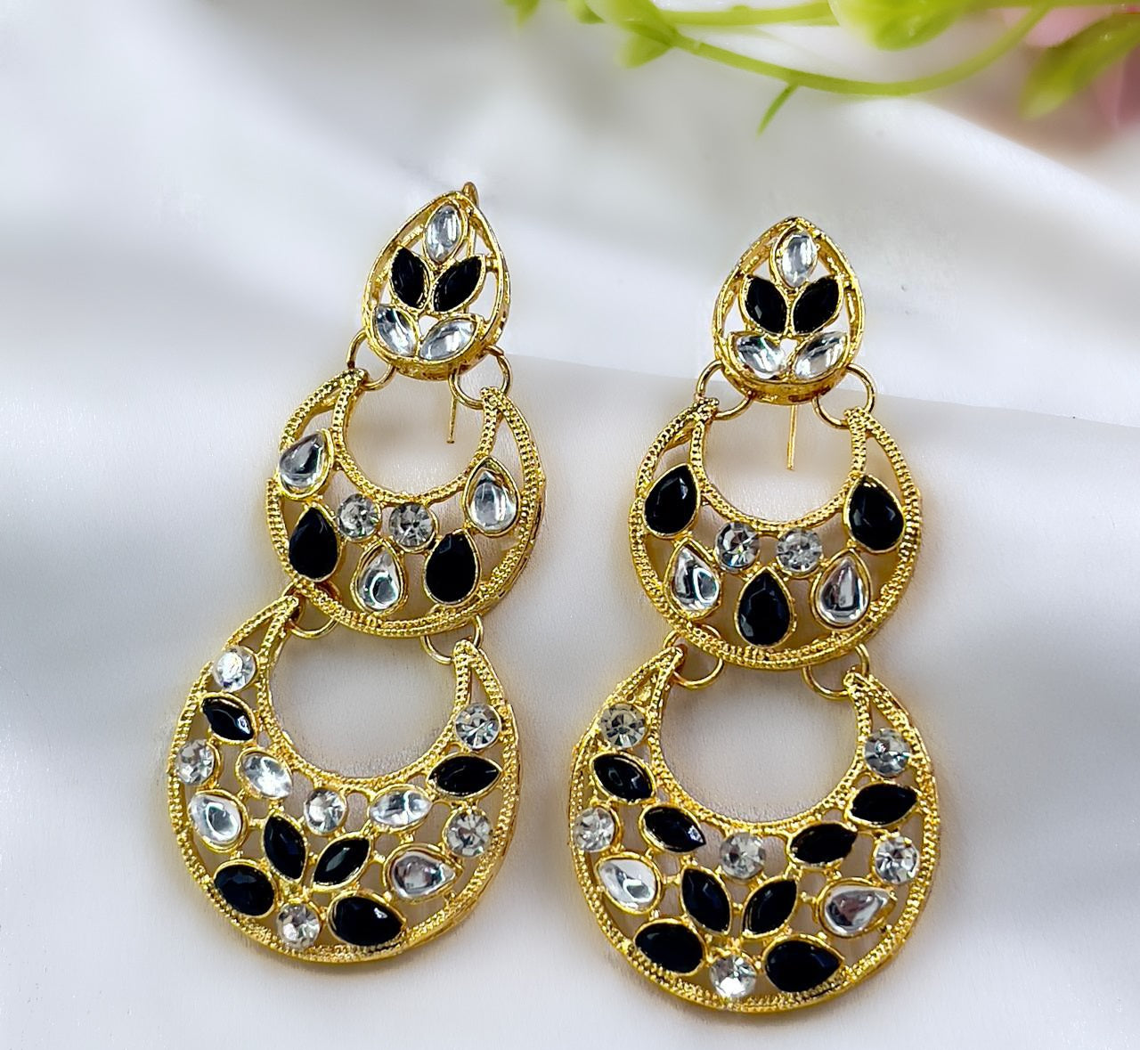 Double Moon Drop Earrings