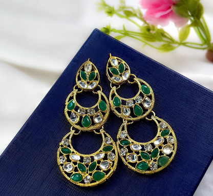 Double Moon Drop Earrings