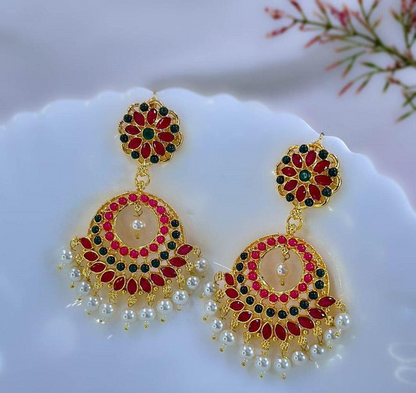Flower Round Drop Earrings