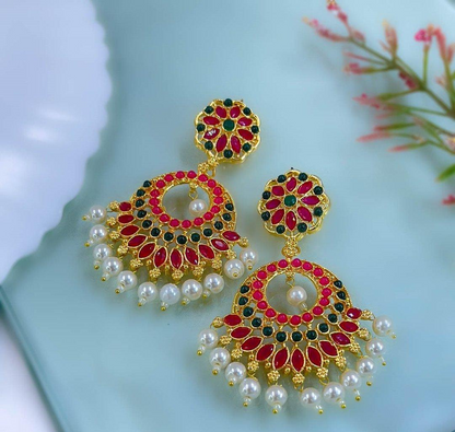 Flower Round Drop Earrings