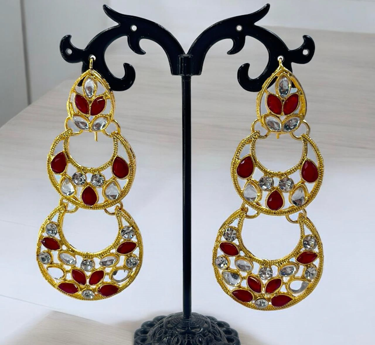 Double Moon Drop Earrings