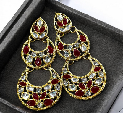 Double Moon Drop Earrings
