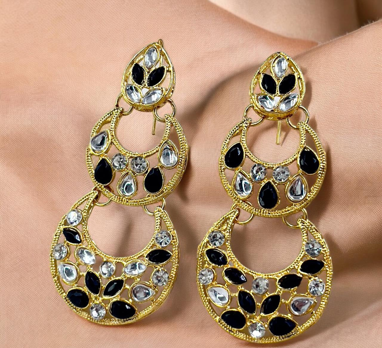 Double Moon Drop Earrings