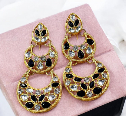 Double Moon Drop Earrings