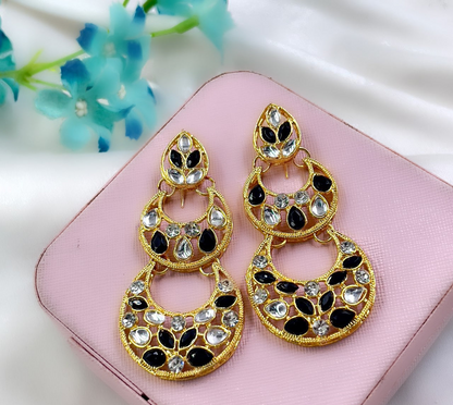 Double Moon Drop Earrings