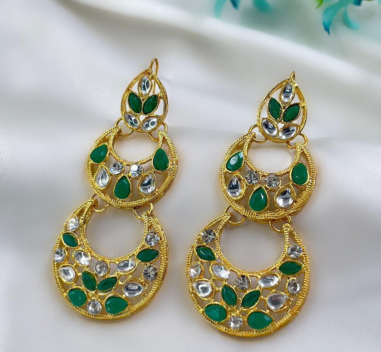 Double Moon Drop Earrings