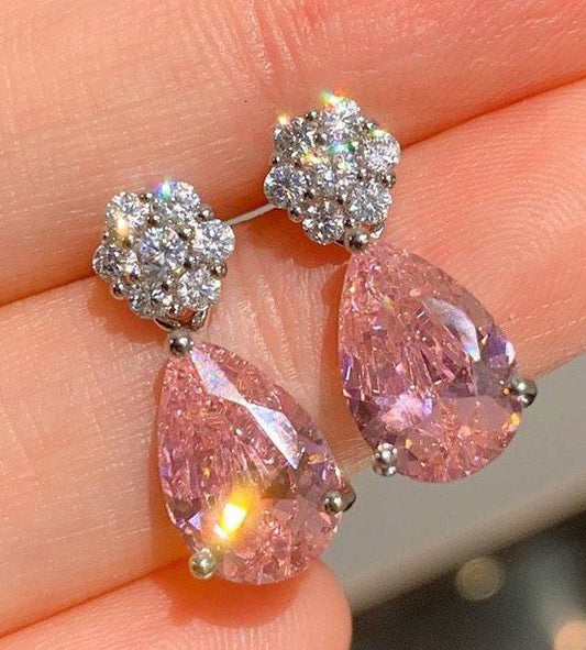 Pink Tear Drop Earrings