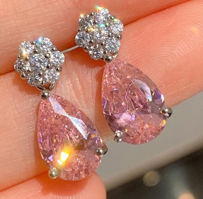 Pink Tear Drop Earrings