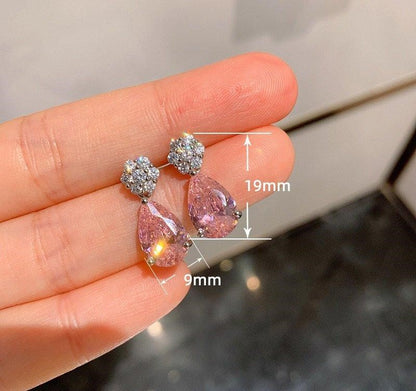 Pink Tear Drop Earrings