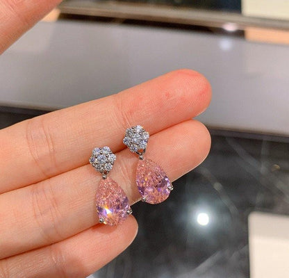 Pink Tear Drop Earrings