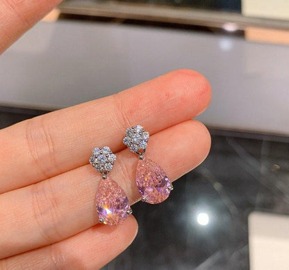 Pink Tear Drop Earrings