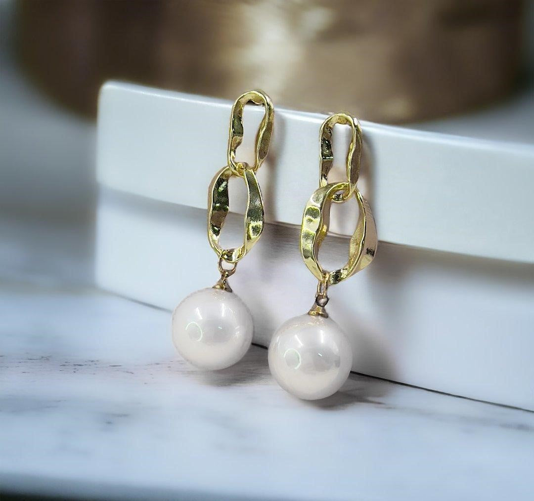 Chain Pearl Drop Earrings Pair